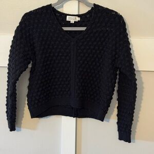 Molly Bracken Black Textured V-Neck Sweater